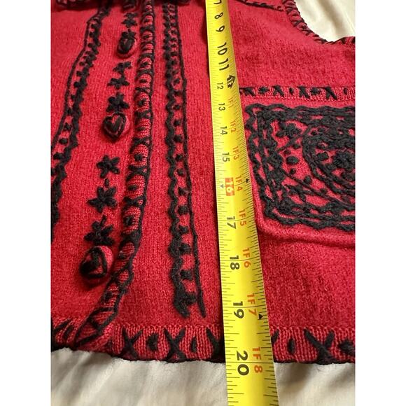 Vintage Red Wool Beat Cambridge Dry Goods Stitched Knit Cottage Medium - Picture 7 of 8